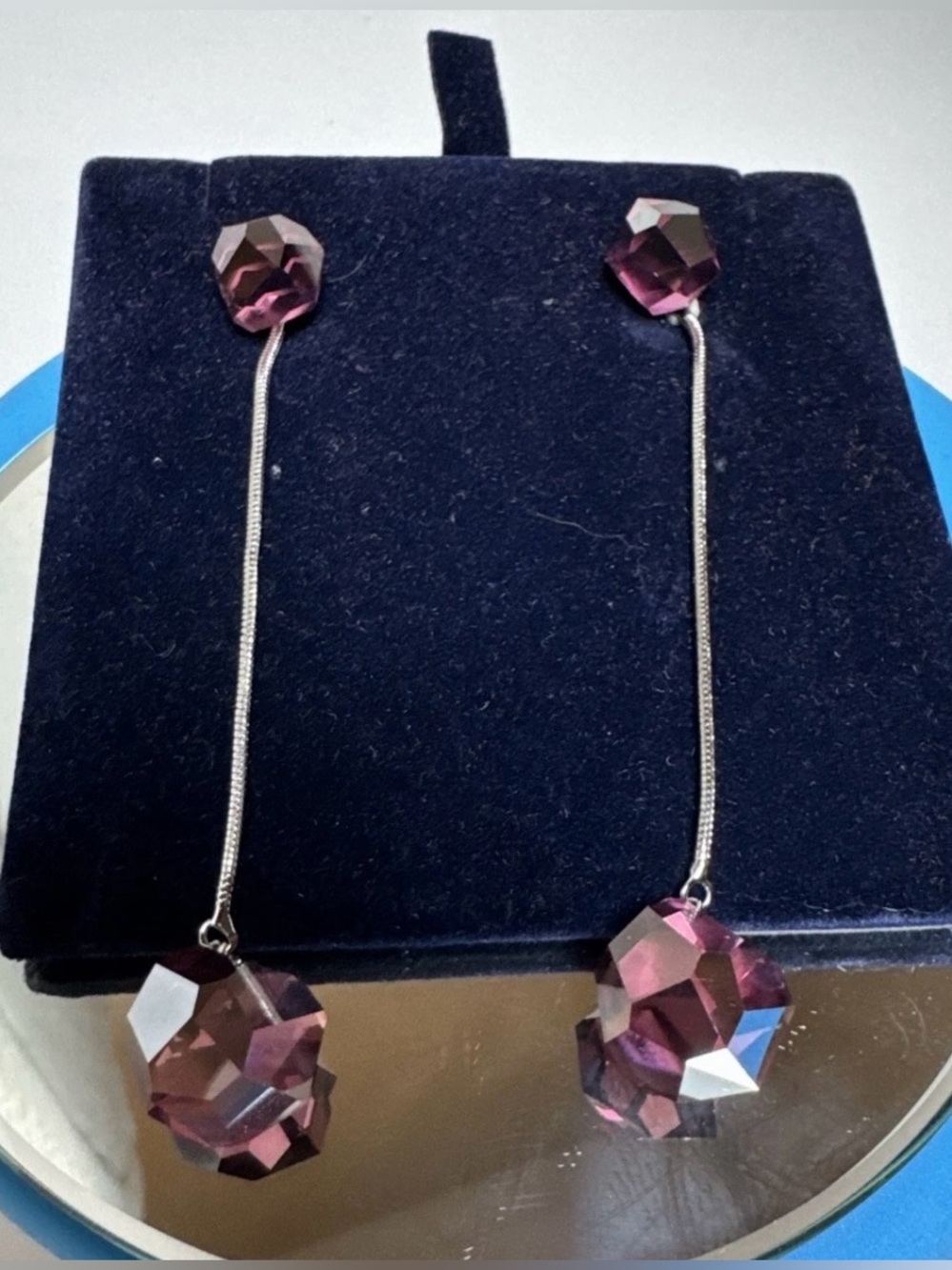 Authentic Swarovski Meteorite Dangle Drop Jacket Earrings, Burgundy. RARE.BNIB.